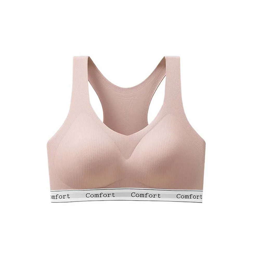 

Letter Wireless Deep V Bra Shockproof Close-fitting Push Up Underwear Adjustable Gathered Breasts Seamless Bras Running