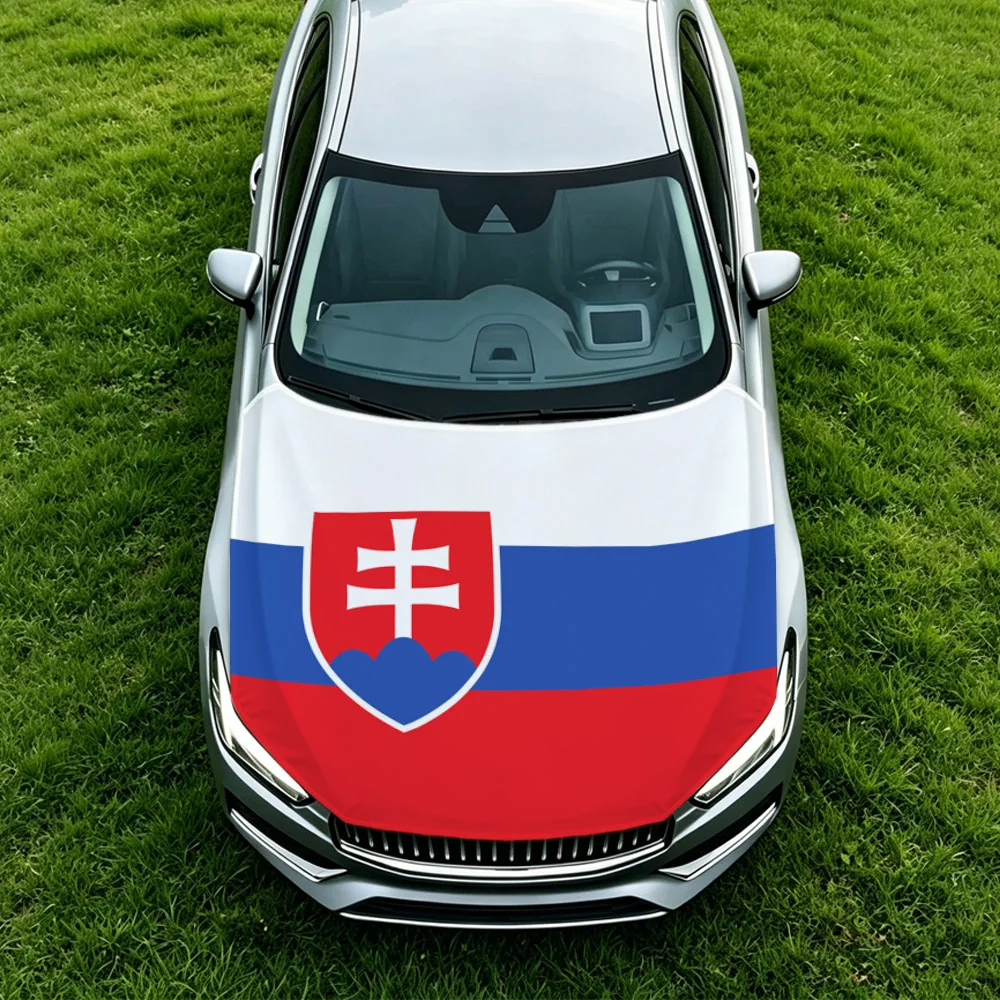 3.8x5.3ft Slovakia Car Hood Cover Flag Swiss Confederation Car Bonnet Banner Elastic Fabrics Windproof