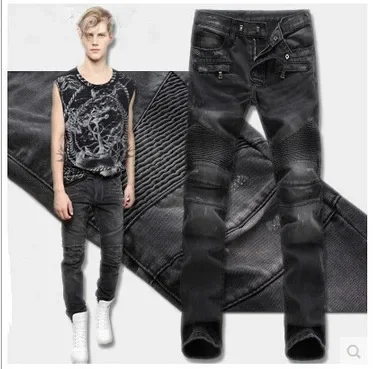 Jeans Men Long Pants Denim Pant High Waist Simple Zipper Splice Casual Regular  Straight Trousers Autumn Winter