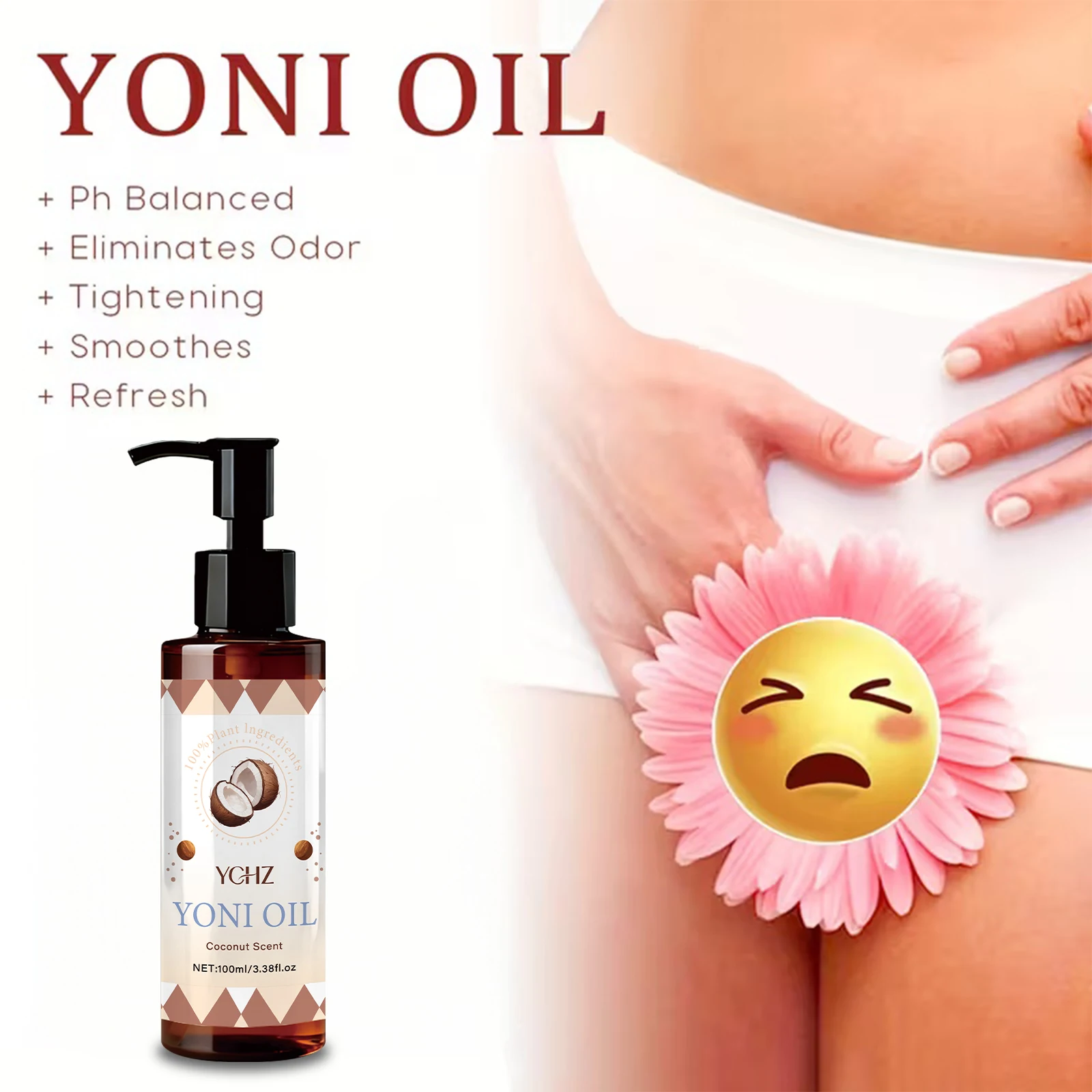 Aceite Íntimo para Mujer Yoni Oil - Aroma a Coco, Elimina el Olor, Alivia las Molestias, Limpia y Reafirma las Zonas Íntimas, Aceite para el Cuidado Íntimo