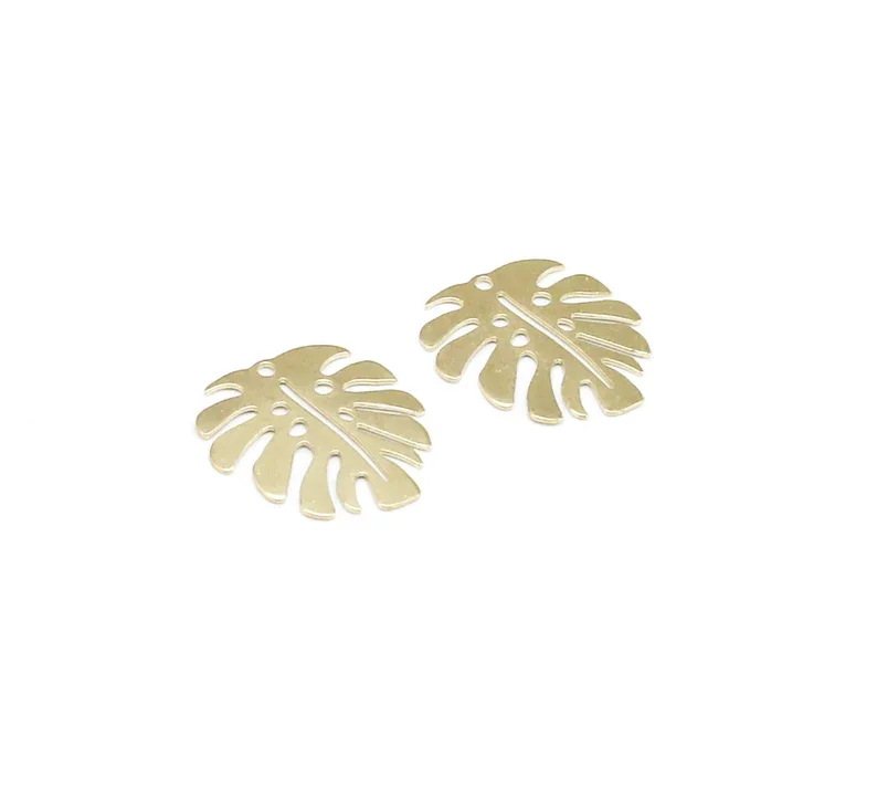 20pcs Monstera Leaf Charm, Brass Charm For Jewelry Making, Earring Charms, Necklace Pendant, 22x20.3mm R2776