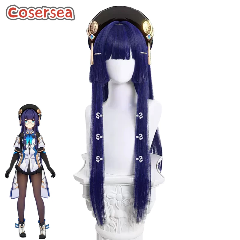 Cosersea за парики для косплея Honkai: Star Rail за 63 см женские длинные прямые Голубые искусственные волосы термостойкие синтетические волосы