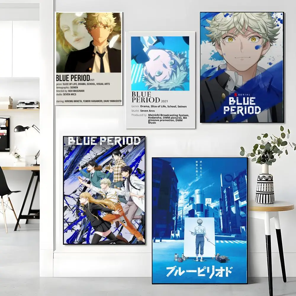 anime B-Blue Period-D Painting Calligraphy Artwork for Living Room Bedroom Office Home Decor