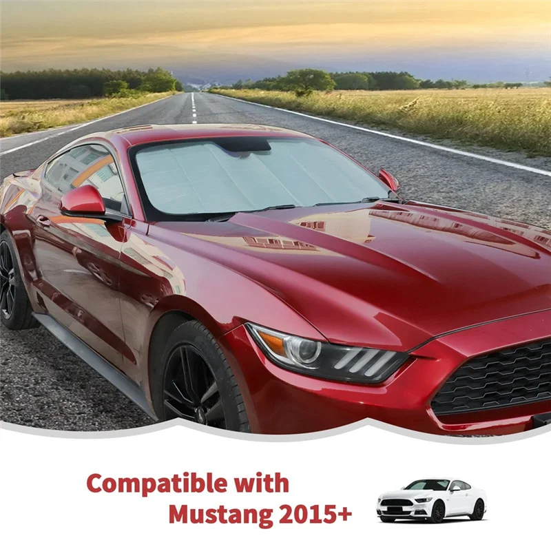 

Sp-For Ford Mustang 2015-2023 Car Windshield Sunshade Sun Shade Heat Shield Window Sun Visor Mat Replacement Parts Accessories 6