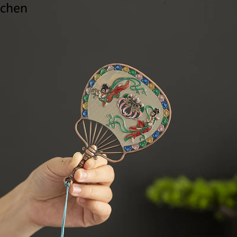 YFY  dunhuang enamel incense burner pipa fan antique sandalwood burner plate incense burner for home cloisonne incense