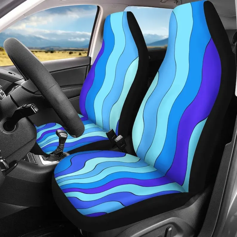 

Blue Waves Car Seat Covers Universal Environmentally Friendly Interior Decorations Comfortable Breathable Car Seat Covers