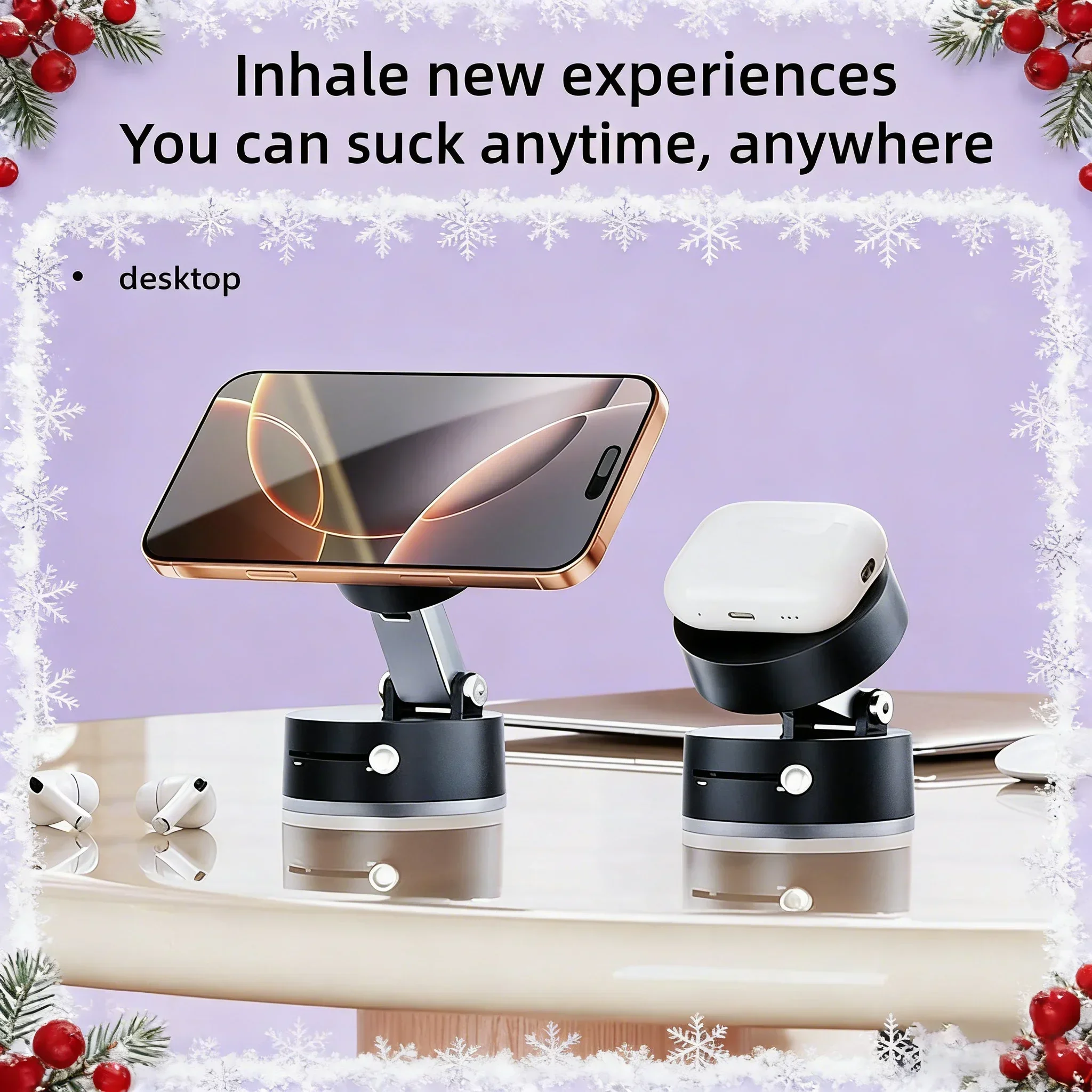 

Adjustable Hands-Free Vacuum Magnetic Holder - Party Essential for Car/Gym/Mirror & All Smooth Surfaces