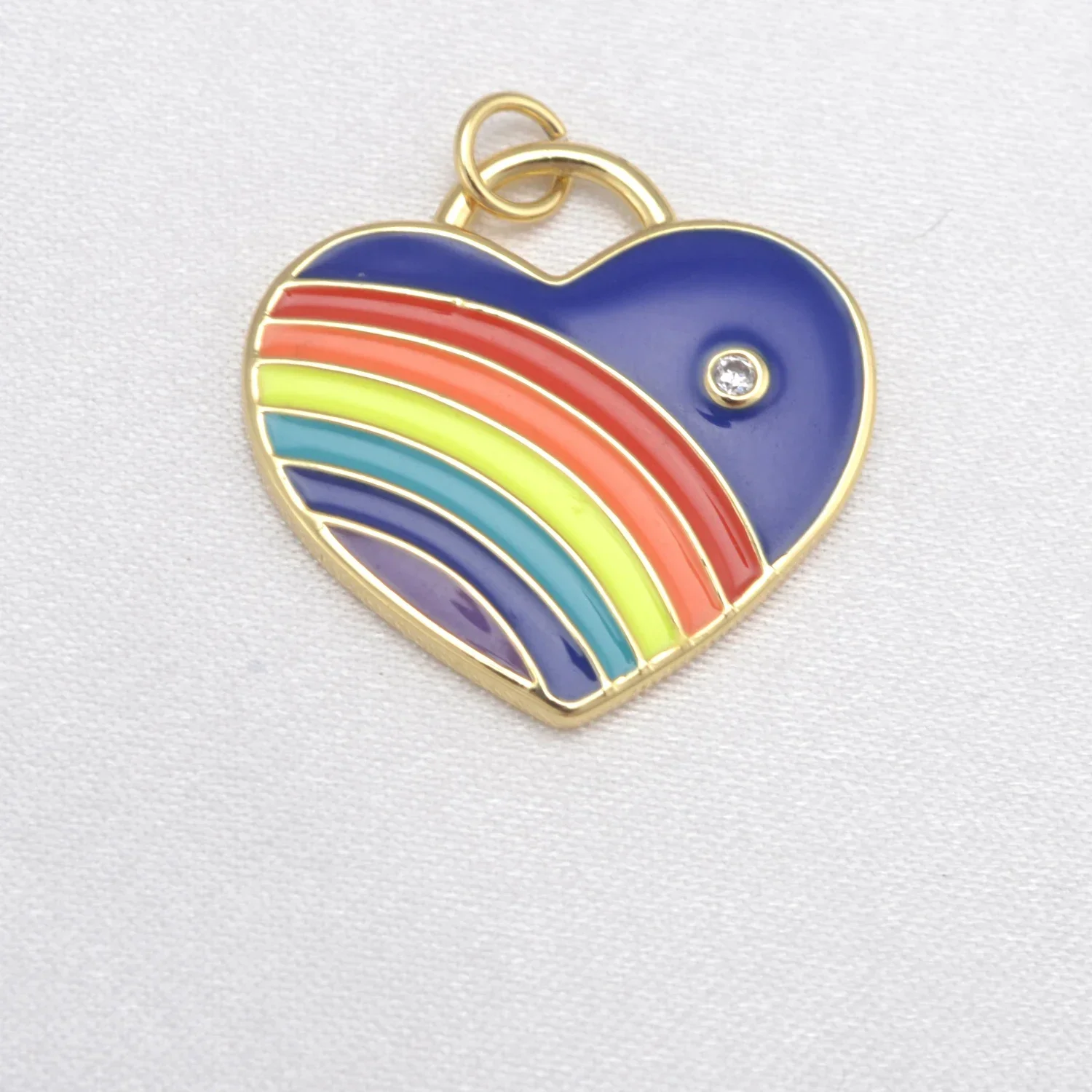 10 Pcs Colorful Enamel Pendant DIY Earring Necklace Jewelry Making Accesorios Heart Rainbow Charms for Women Brass Plated Part