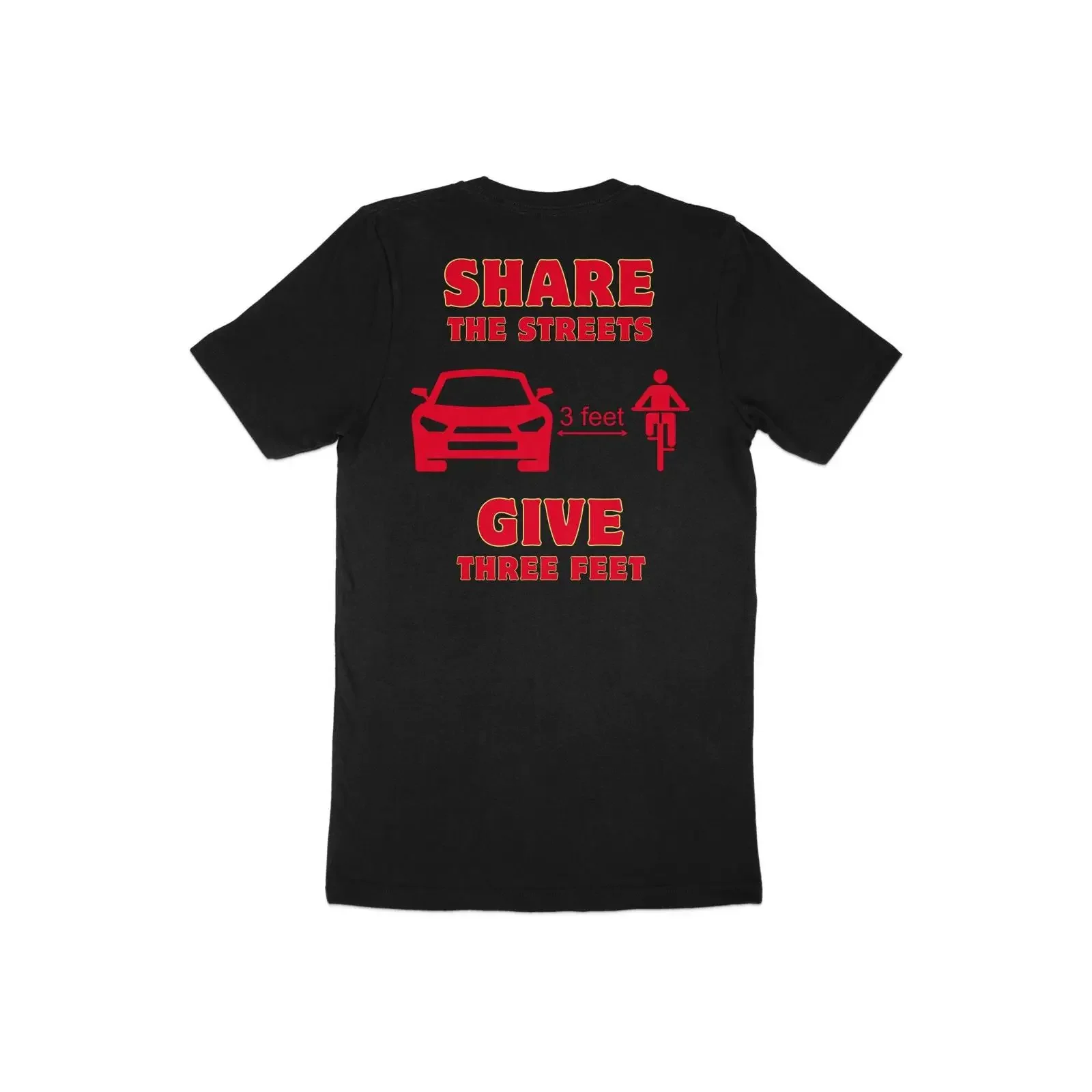 Share The Streets Give Three Feet Bike Safety T Shirt Bicyclist Cyclist Road Casual Top vintage Washed Comfortable Slightly