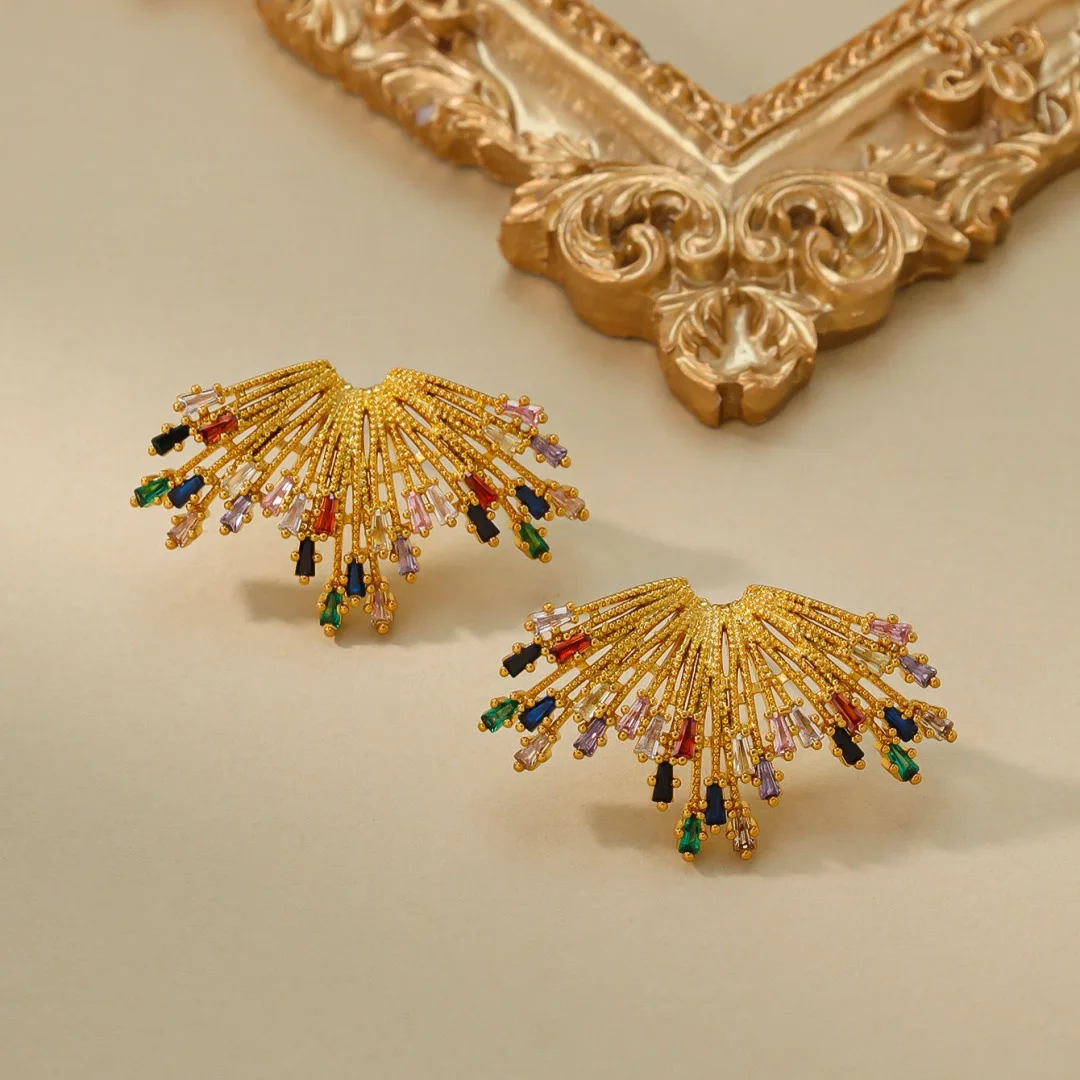 [Miss Jenny]Vintage Firework Stud Earrings with Premium Zircons - Abstract Wing Dangle Earrings Hot Sale Gift M187