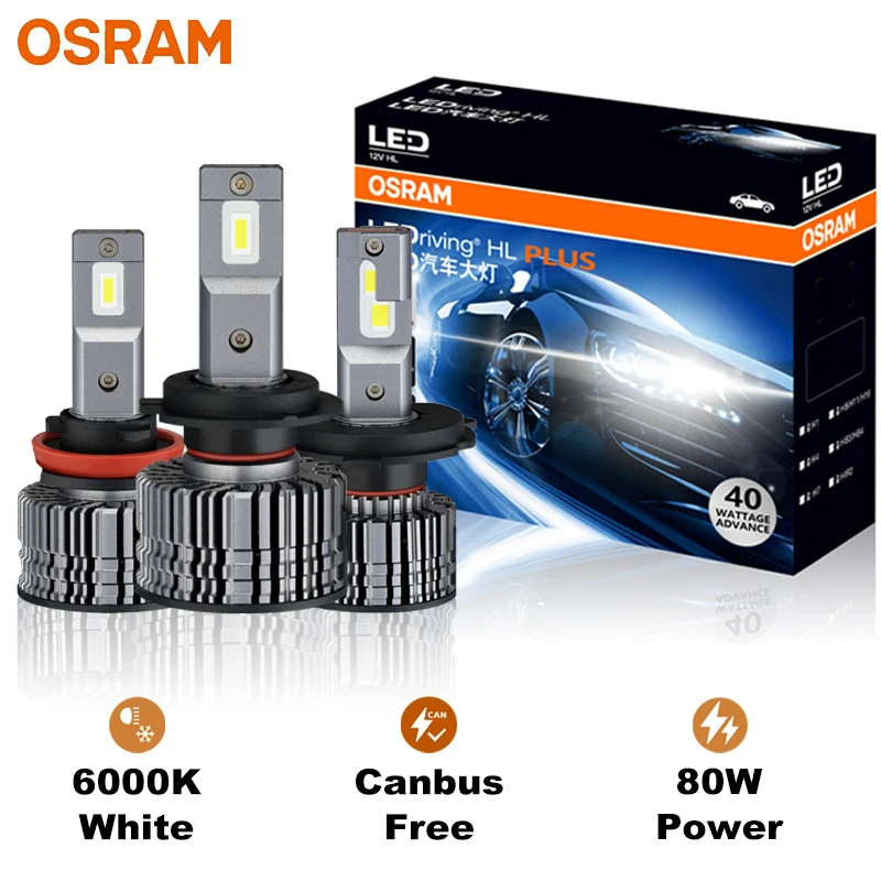 

OSRAM LED H7 H4 H11 HB3 HB4 Светодиодная фара CF2.0 Plus Автомобильная фара 80 Вт 12/24 В Яркая H8 H16 9005 9006 6000K Белые противотуманные фары Upgarde