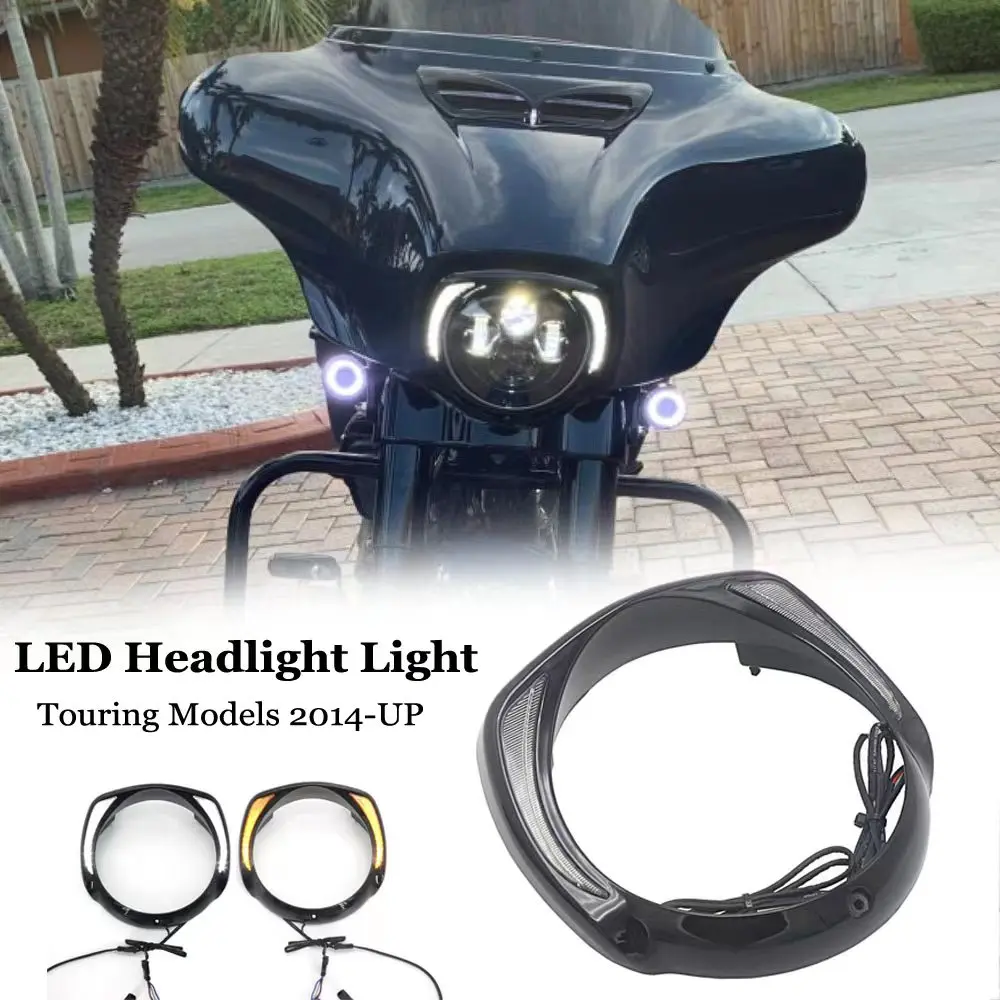 Dla Harley CVO Touring electric slide przemieszczanie się po ulicy Tri schodzenia 2014-Up z pomarańczowy kierunkowskaz reflektory LED osłoną pierścień wykończeniowy