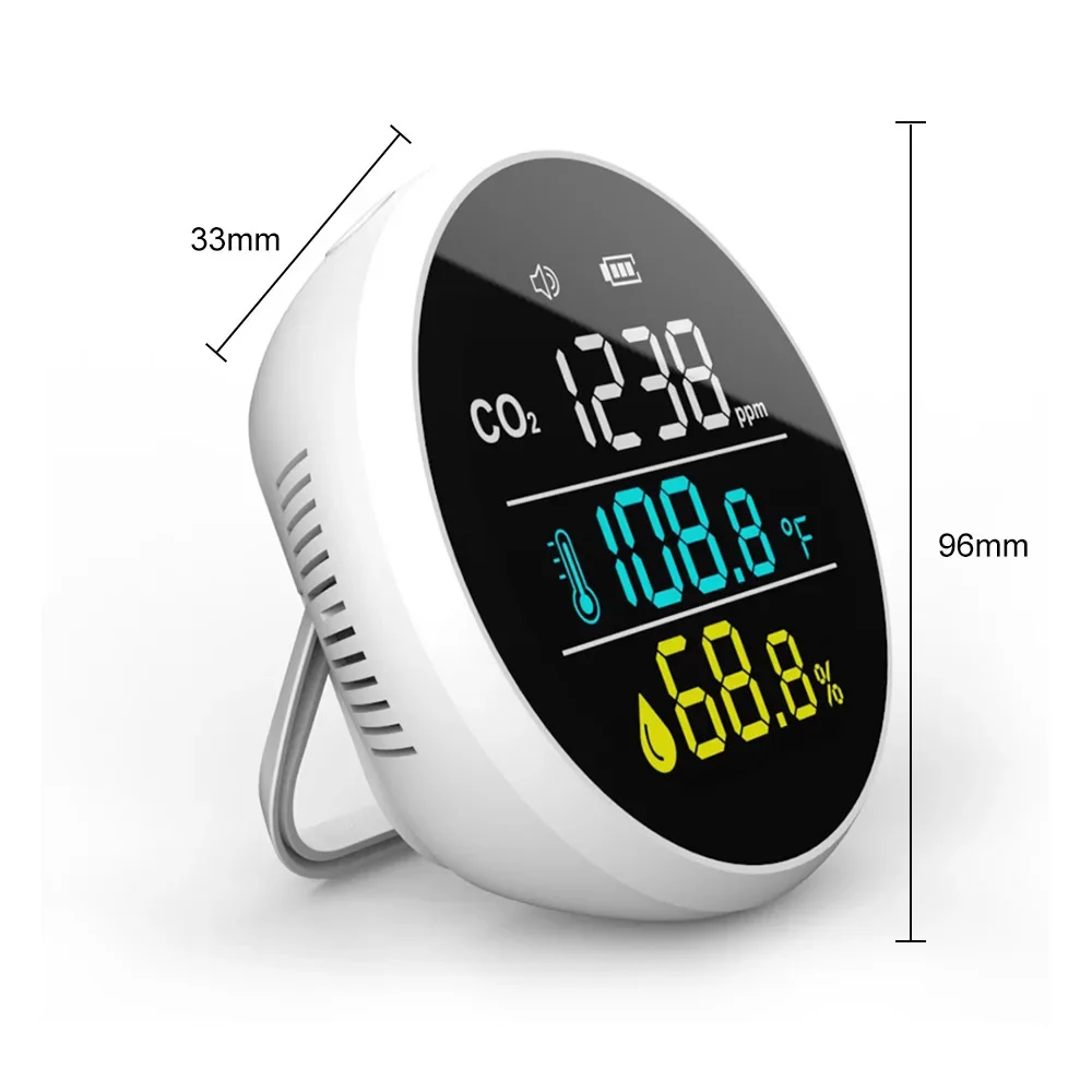 

NEW Carbon Dioxide Detector Temperature And Humidity Meter Air Quality Detector Three-color Interface Display
