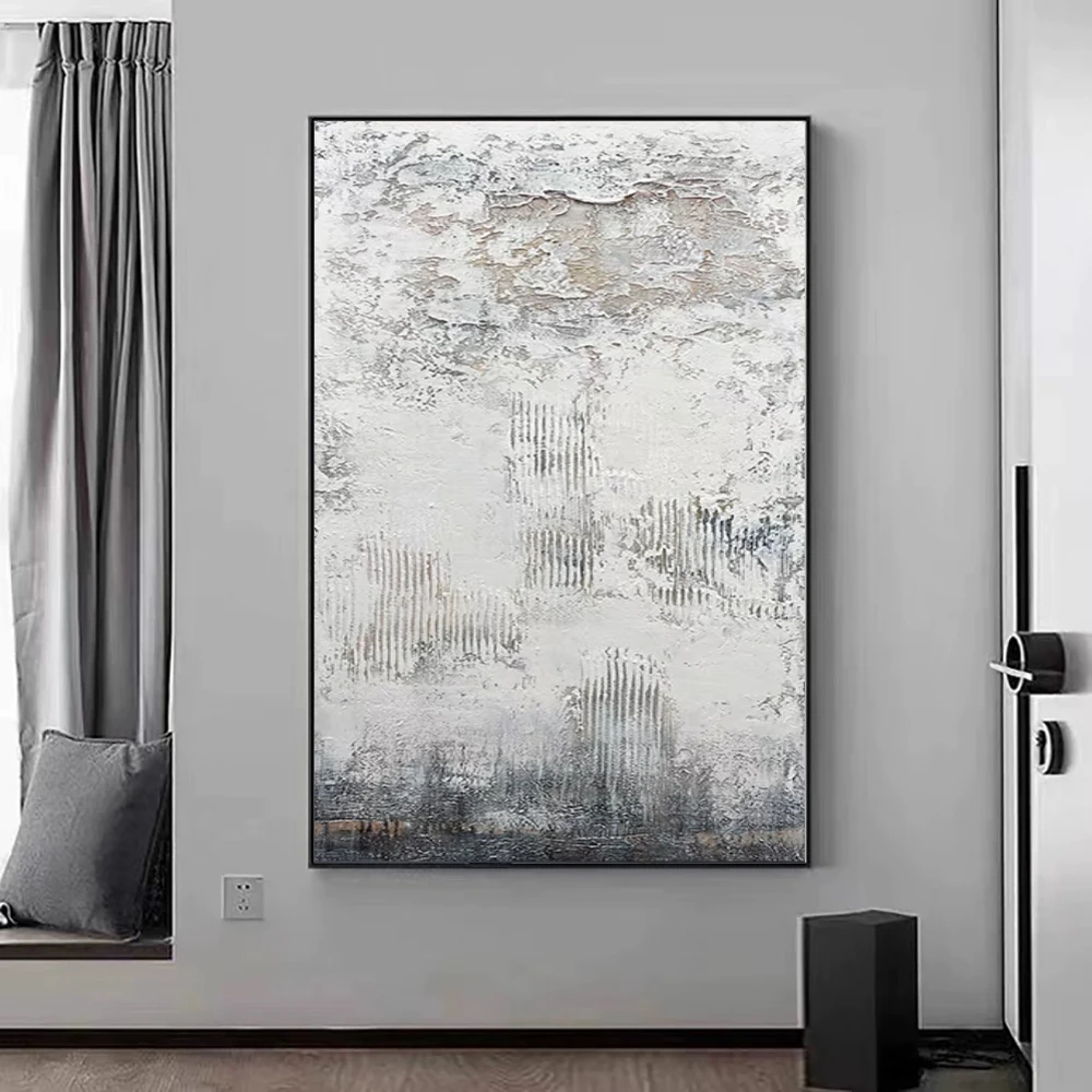 

Hand Painted Texture Acrylic Painting Grey Abstract Wall Art Decor 3D Abstract Mural Canvas Painting For Office Home Decor Art