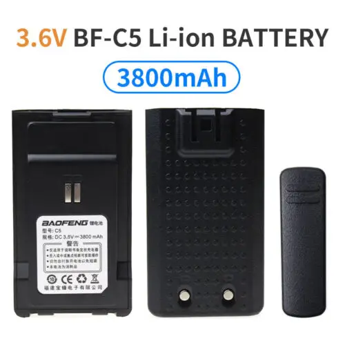 NEW 3.7V 3800mAh Li-ion Battery Pack for Radio Walkie Talkie BaoFeng C5 with Belt Clip