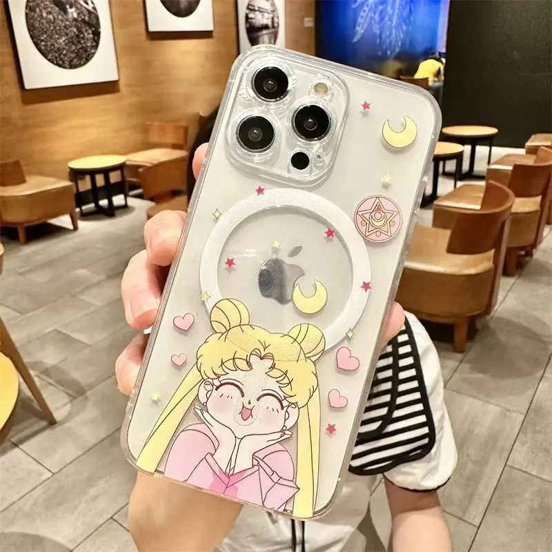 Anime Sailors Moons Cute Magsafe Magnetic Phone Case for Samsung Galaxy S25 S24 S23 S22 S21 S20 FE Plus Ultra 5G Soft Tpu Cover - náhled 3