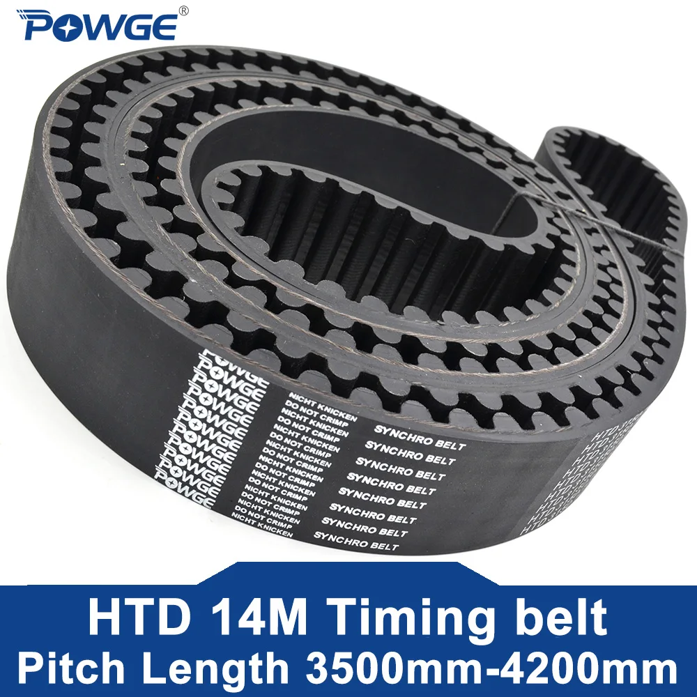 

POWGE HTD 14M Timing belt Lp= 3500 3556 3570 3654 3668 3710 3780 3850 3920 4004 4046 4060 4102 4158 4200 Width 25-125mm Rubber