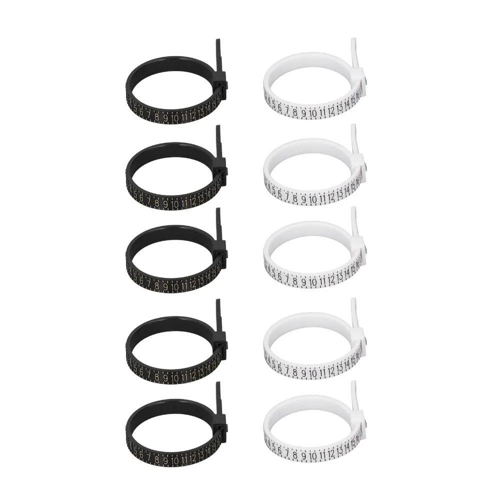 10pcs Portable Plastic Ring Sizer Tool Reusable Design Clear Printing Finger Measuring Gauge Ring Measurement Tool For Men