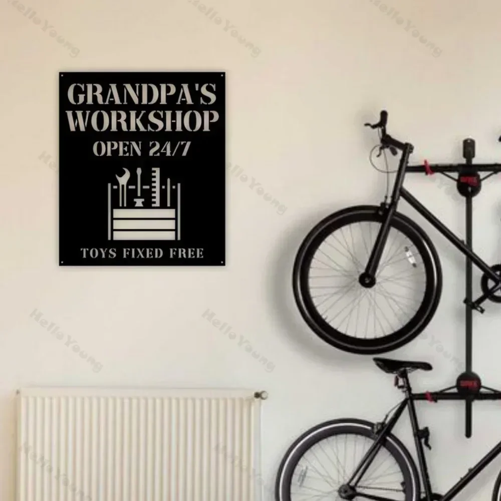 Unique Grandpa's Workshop Metal Gift for Grandpa Dad Papa Custom Garage Decor Sign Fathers Day Present Outdoor Marker