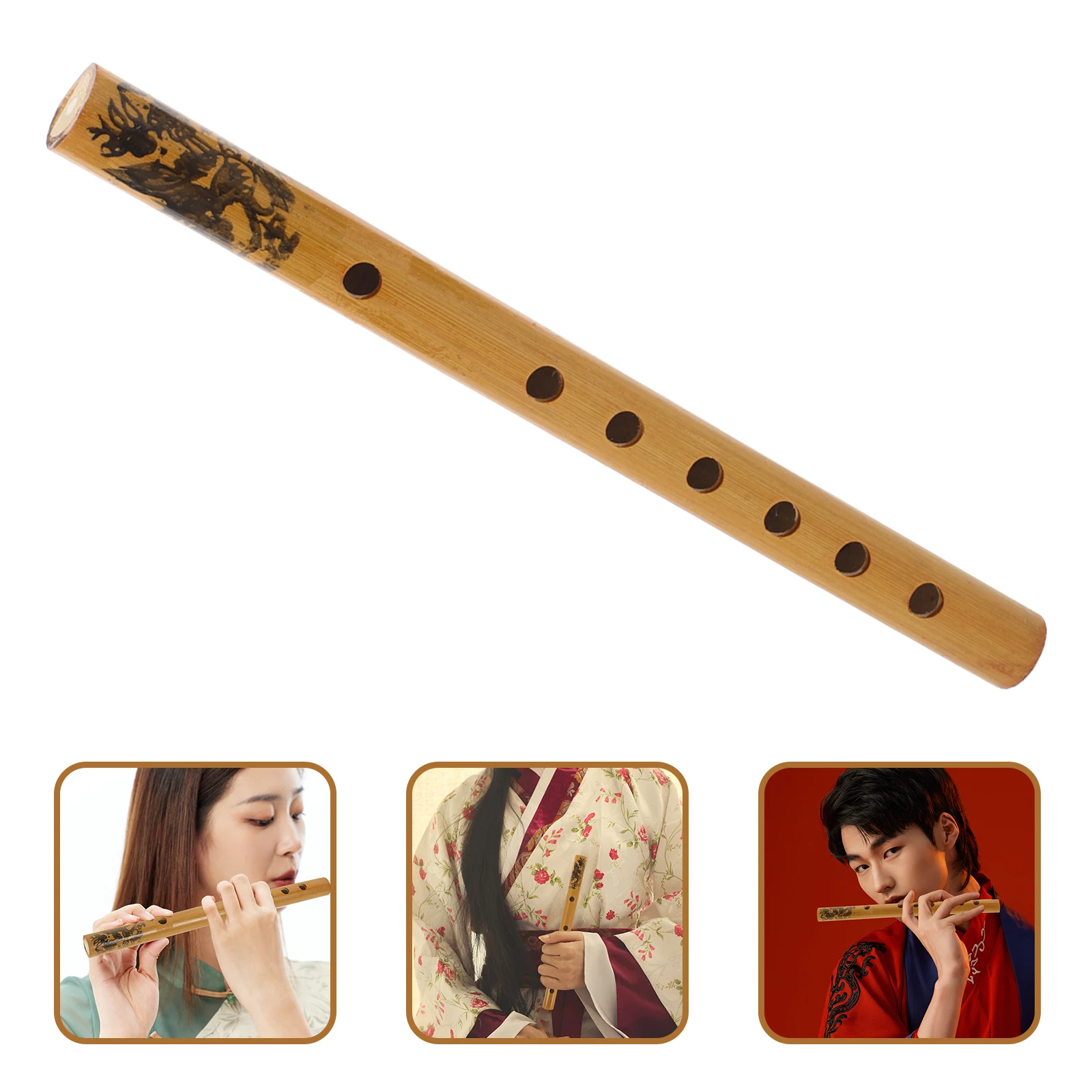 

1pcs Bamboo Vertical Flute Clarinet For Beginners Lightweight 6 Hole Design Durable Traditional Instrument Portable