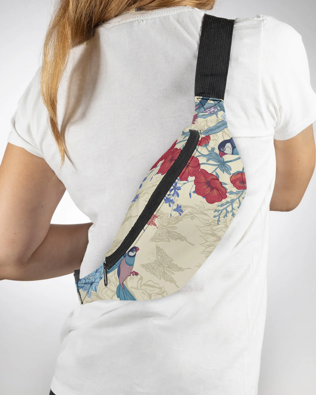 

Vintage Flowers Bird Butterfly Men Women Waist Bag Fanny Pack Purse Large Phone Belt Bag Wallet Pouch Waterproof Banana Hip Bags