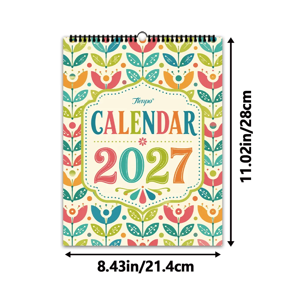 1pc 2027 Wall Calendar,Colorful Geometric Pattern Theme,12-Month Monthly Planner,Perfect Gift for Birthdays, Christmas, New Year