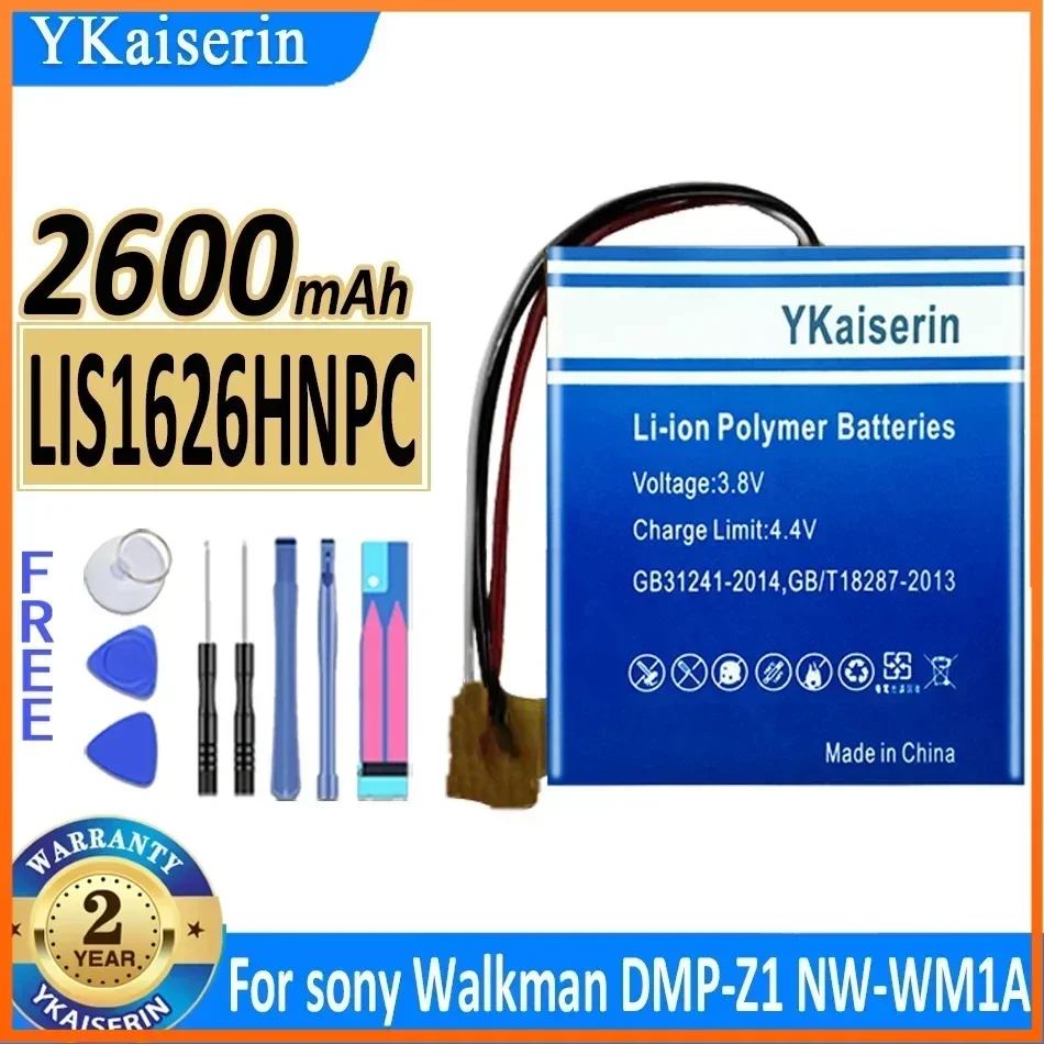 YKaiserin 2600mAh LIS1626HNPC Battery for Sony Walkman DMP-Z1 NW-WM1A NW-WM1Z MP3 Replacement Bateria + Track Code Warranty