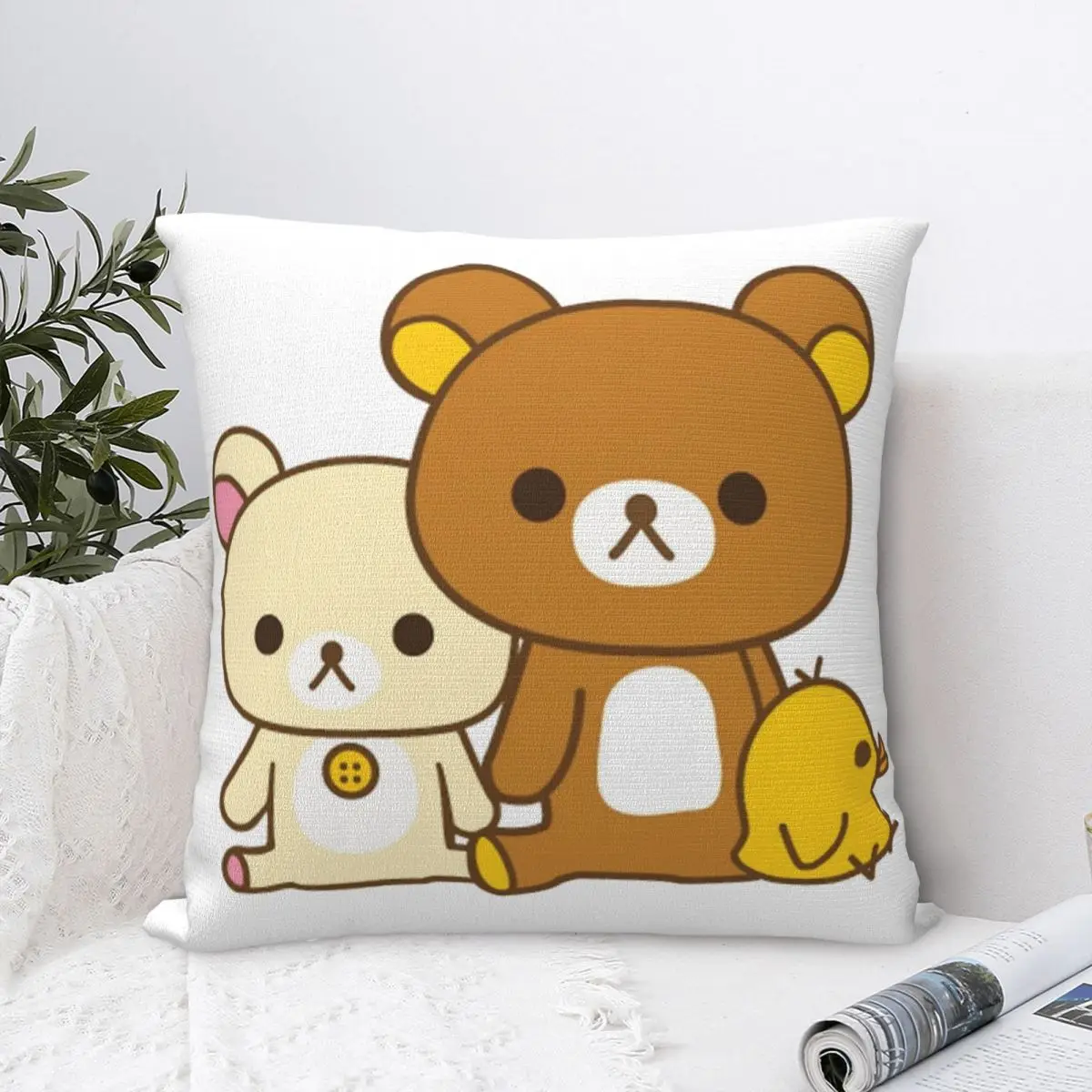 Korilakkuma Rilakkuma Pillowcases Room Cartoon Bears Cushion Case Funny Pillow Cover 40*40