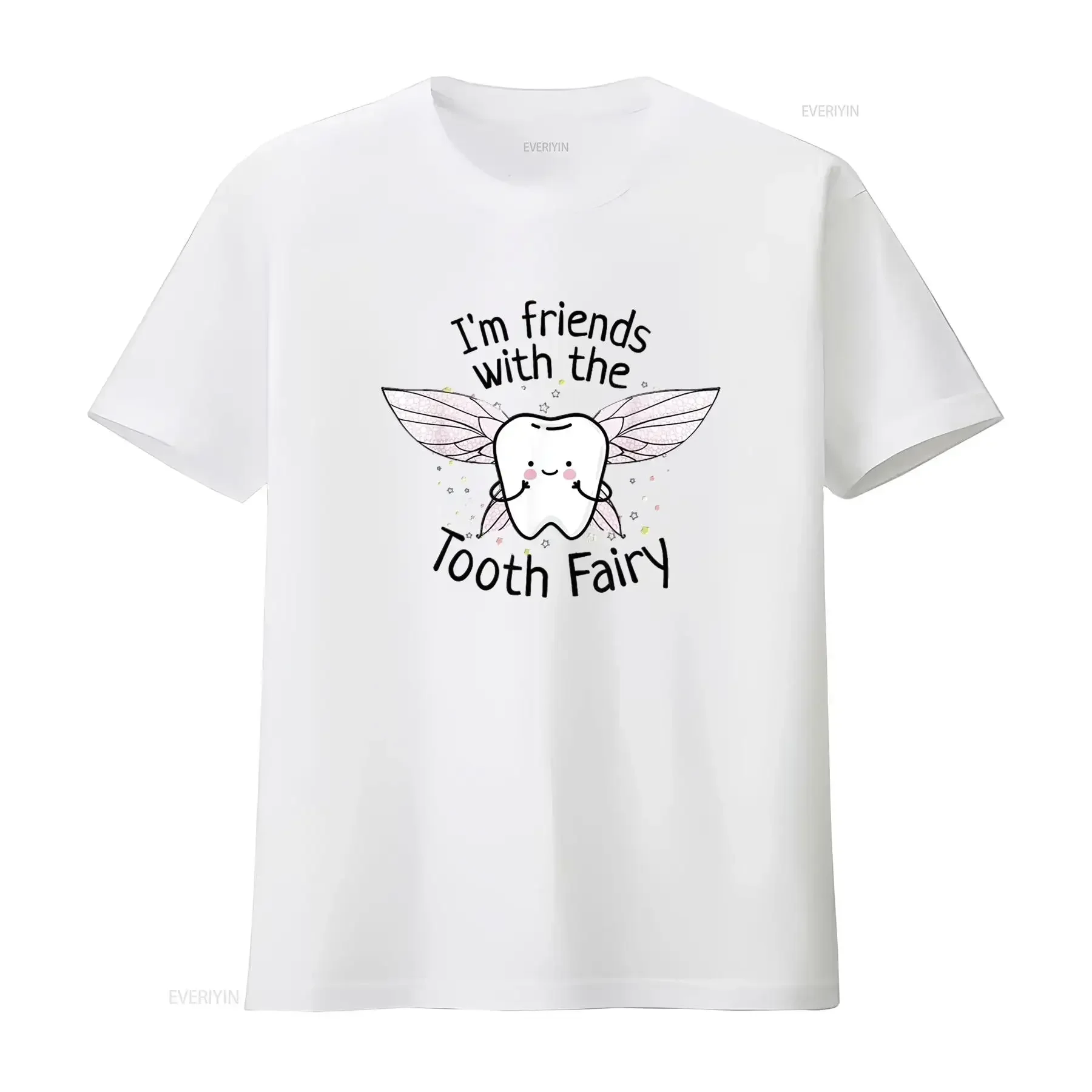 

I'm Friends With The Tooth Fairy Graphic Cotton T Shirt Funny Kids Casual Crewneck Tee