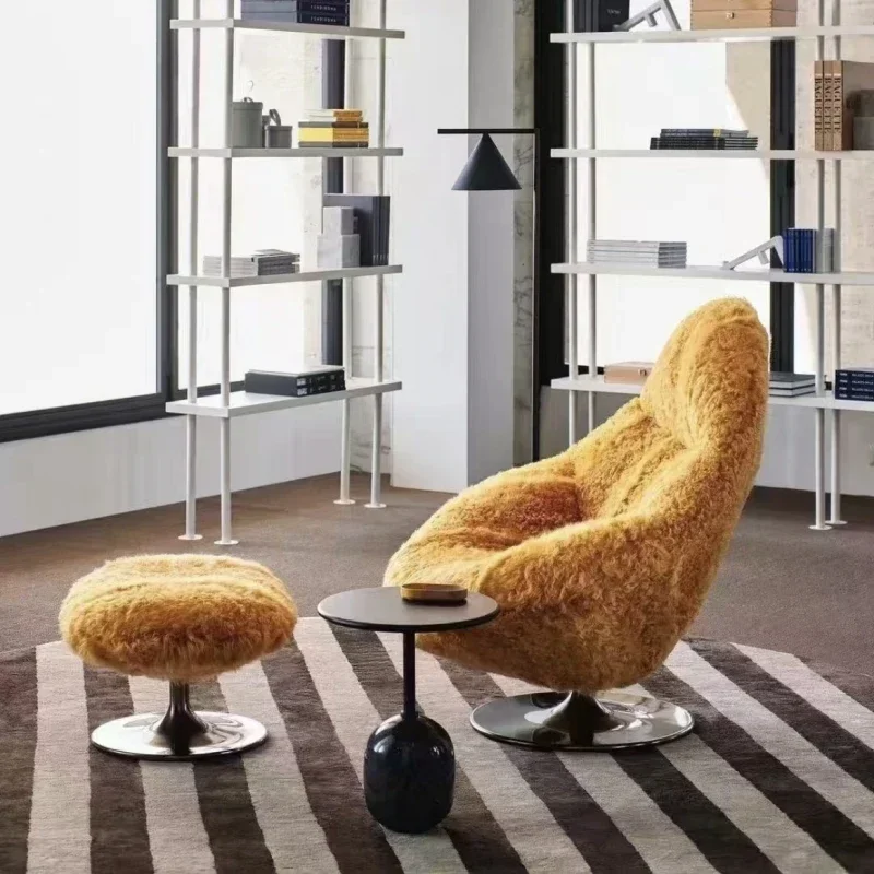 Turmeric leisure chair, villa living room lazy leisure wool recliner