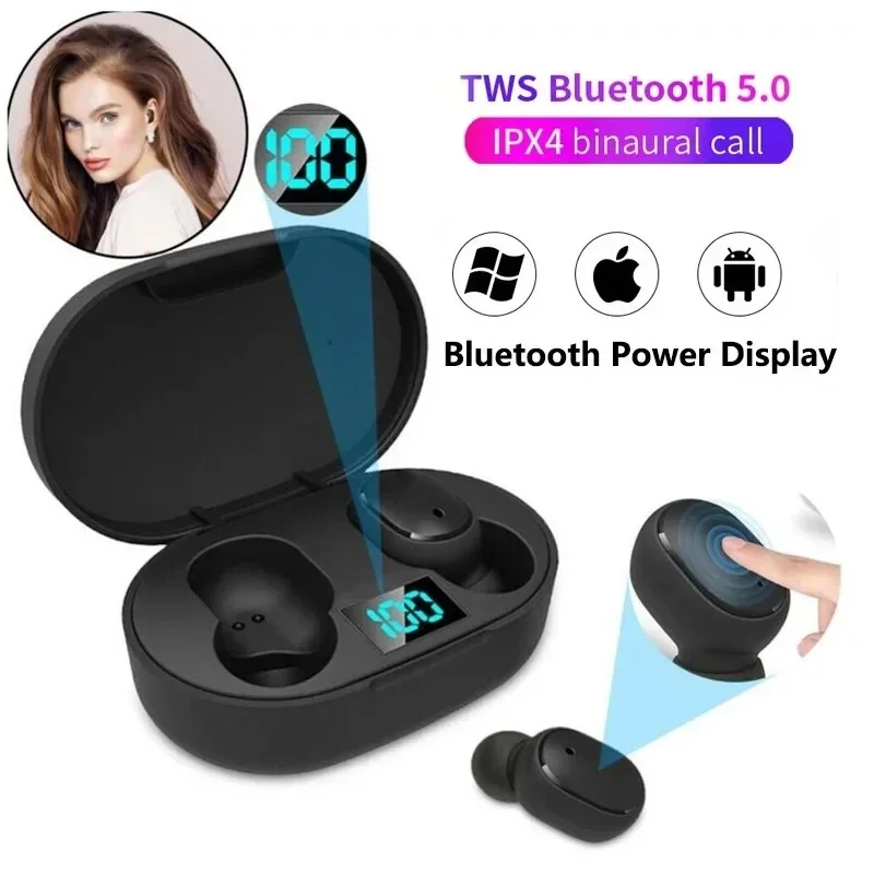 TWS E6S Bluetooth Earphones Wireless Bluetooth Headset Noise Cancelling Headsets with Microphone Headphones for All Smartphones