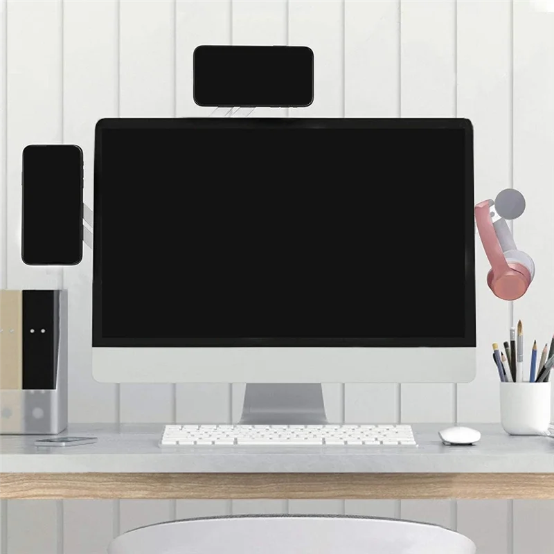 -ESTR 자기 전화 홀더 조정 가능한 전화 모니터 측면 홀더 휴대용 접이식 컴퓨터 확장 스탠드