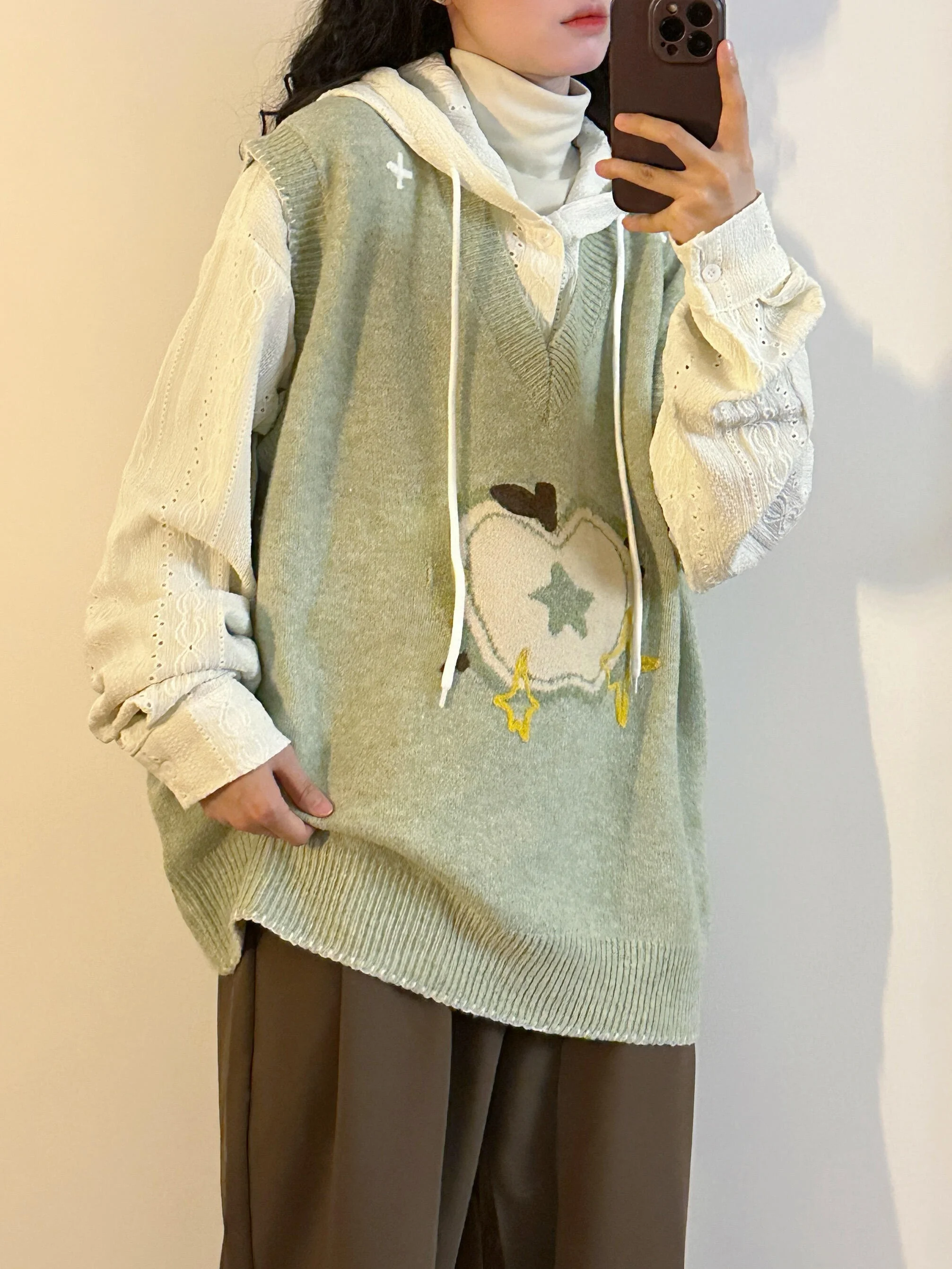 

Soft Cozy Large Size Autumn Winter V-Ne Knitted Sweater Vest Women's Pattern Weave Thermal Wear Commute Sle Faion