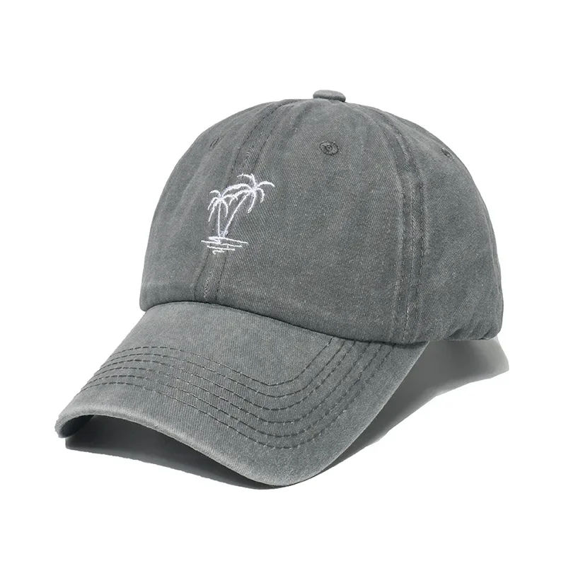 قبعة بيسبول قطنية مطرزة لشجرة جوز الهند للجنسين ، قبعة علوية ناعمة مغسولة في الهواء الطلق ، قبعة واقية من الشمس ، قبعة منقار البط ، عتيقة