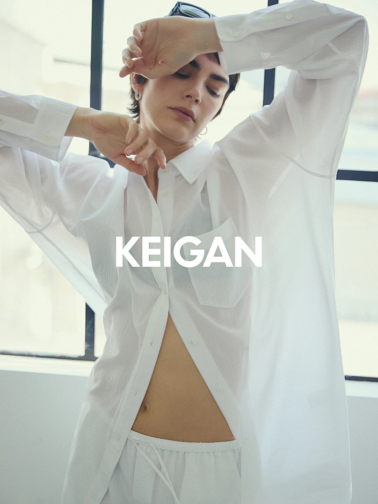 

Комплект из хлопковой рубашки с длинным рукавом KEIGAN: комфортный, дышащий, свободного кроя, из высококачественной пряжи, с эффектом микрорельефа, женская весенняя мода