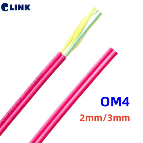 광섬유 이중 케이블, 광섬유 패치코드, ftth 와이어 ELINK LSZH 재킷용 실내 핑크, OM4, 100m, 2mm, 3mm