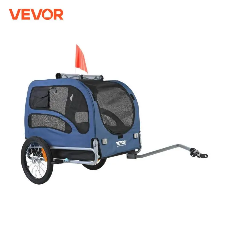 VEVOR 100 lbs Pet Cart Bicycle Carrier Dog Bike Trailer with Coupler, Reflectors, Flag, Collapsible to Store for Dogs Travel