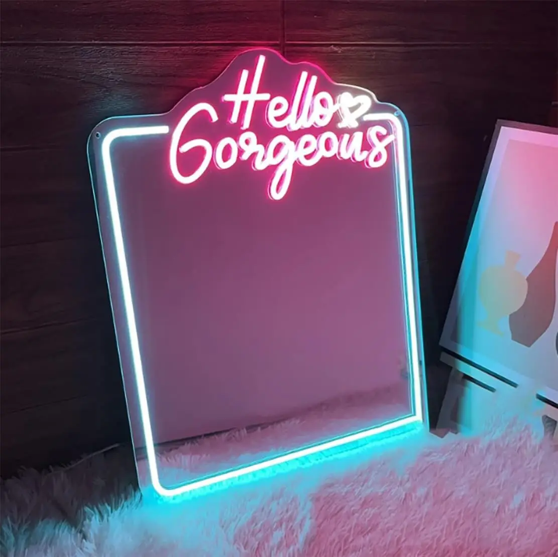 Светодиодный зеркальный неоновый свет в романтической форме сердца Светодиодный неоновый свет для декора спальни Домашняя студия Общежитие Украшение свадебной вечеринки Подарок