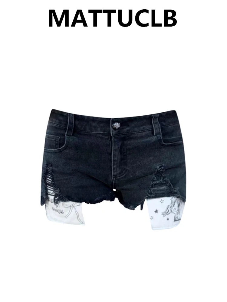 

Summer Women Dark Academia Harajuku Jean Shorts 2000s Japanese Ripped Denim Hot Pants Y2K Streetwear High Street Korean Goth