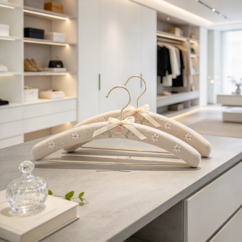 Sponge Padded Clothes Hanger, Non-slip Fabric Garment Rack, Non-marking Wedding Dress Holder, Luxury European Organizer Hook Set