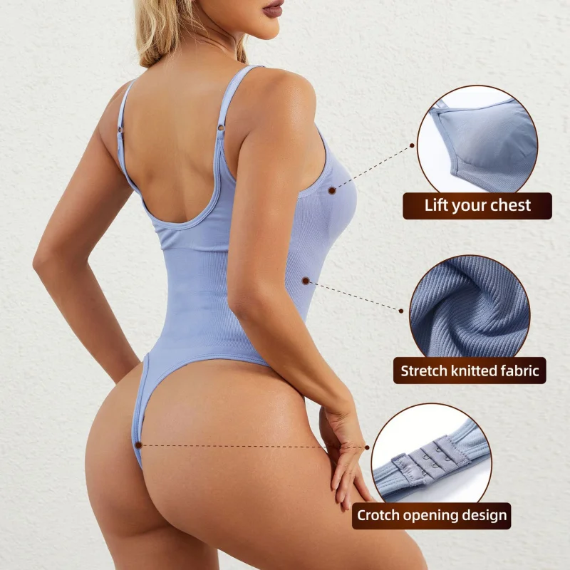 Shaping Bodysuit for Women Seamless Tummy Control Butt Lift Tight Corset Plus Size Sexy Strap Backless Thong Bodysuit