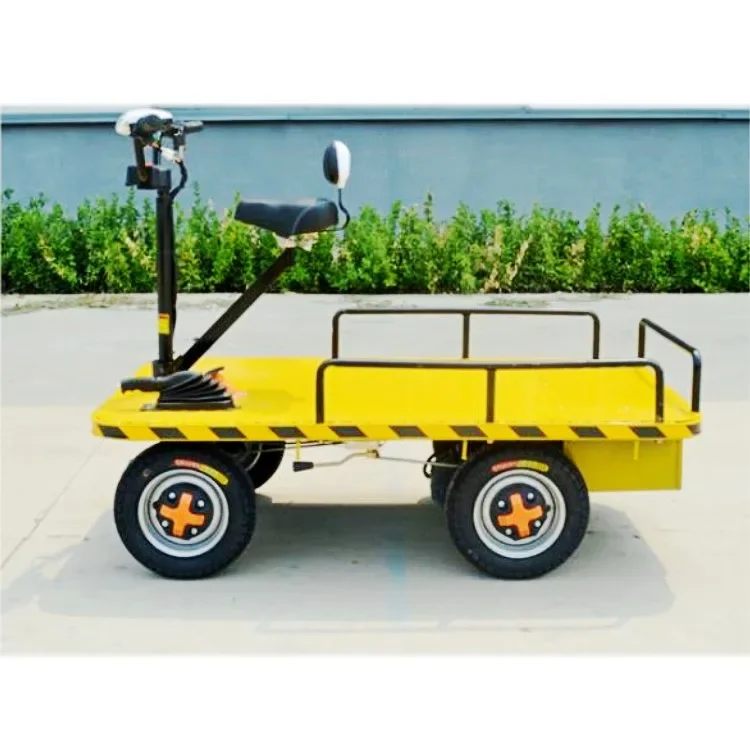 Electric heavy duty platform trolley flatbed cargo cart transfer wagon for workshop market luggage trolley