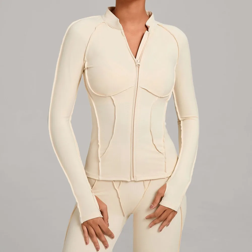 

Zipper Long Sleeve Yoga Jacket Stand Collar Women Tight-Fitting Quick-Dry Autumn Winter Gym Yoga Wear Outdoor Fitness Sports Top