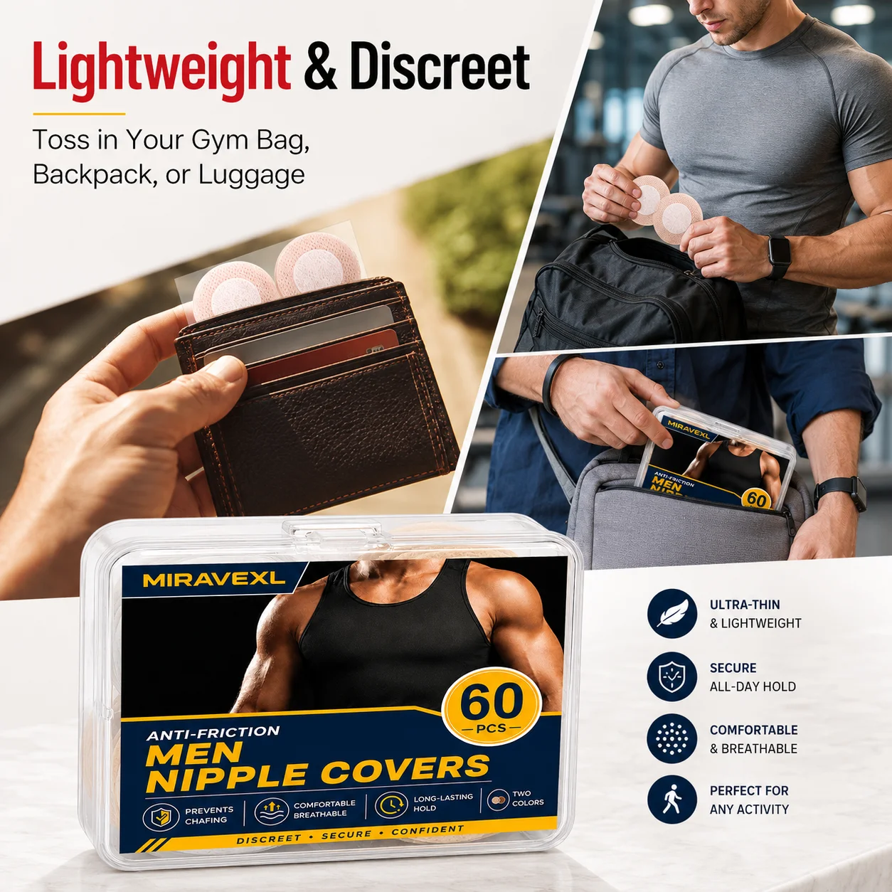 Nipple Covers Men, Anti-Chafing Nipple Covers for Men, No-Show Mens Nipple Guard Tape for Running, Sports, and Daily Wear image 2