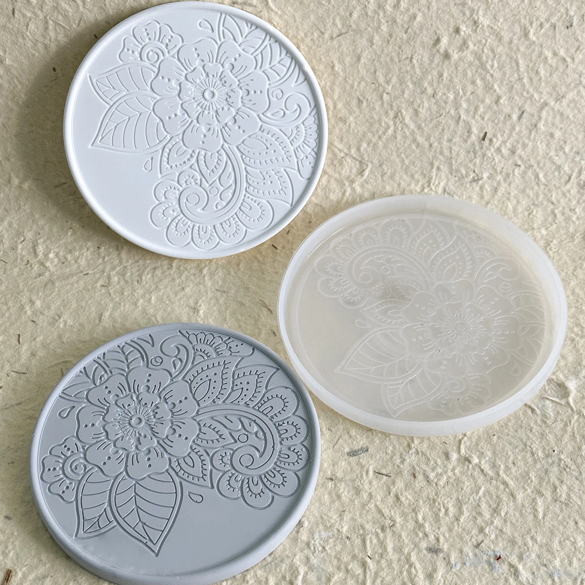 Flower Coaster Silicone Mold Epoxy Resin Crystal Plaster Concrete Mold DIY Round Coffee Wine Glass Tea Coaster Tray Home Decor