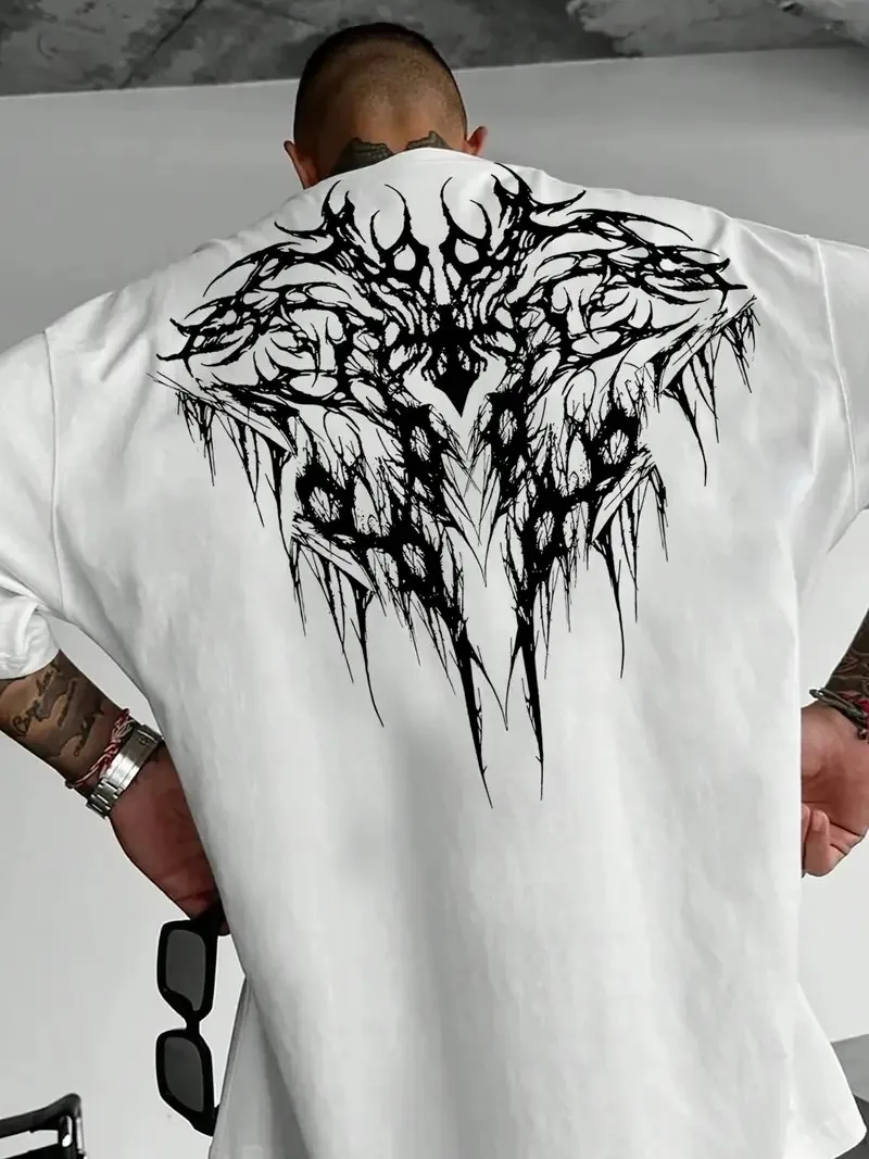 New men's T-shirt for summer 2026 Casual roller skating breathable lightweight printed street men's wear oversized t shirt