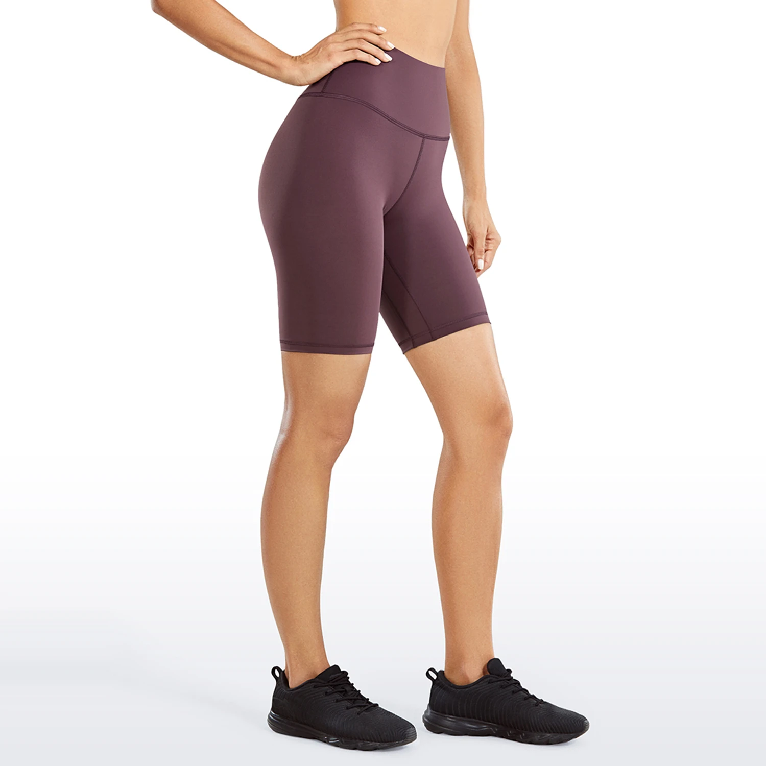 Pantaloncini da YOGA atletici a vita alta con sensazione nuda da donna CRZ Yoga per pantaloncini da motociclista da allenamento da donna-8 pollici