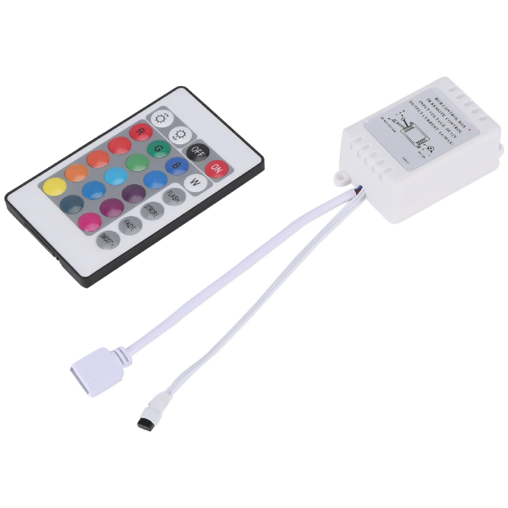 Controlador LED RGB, Control IR FB, 24 teclas, blanco, 12V