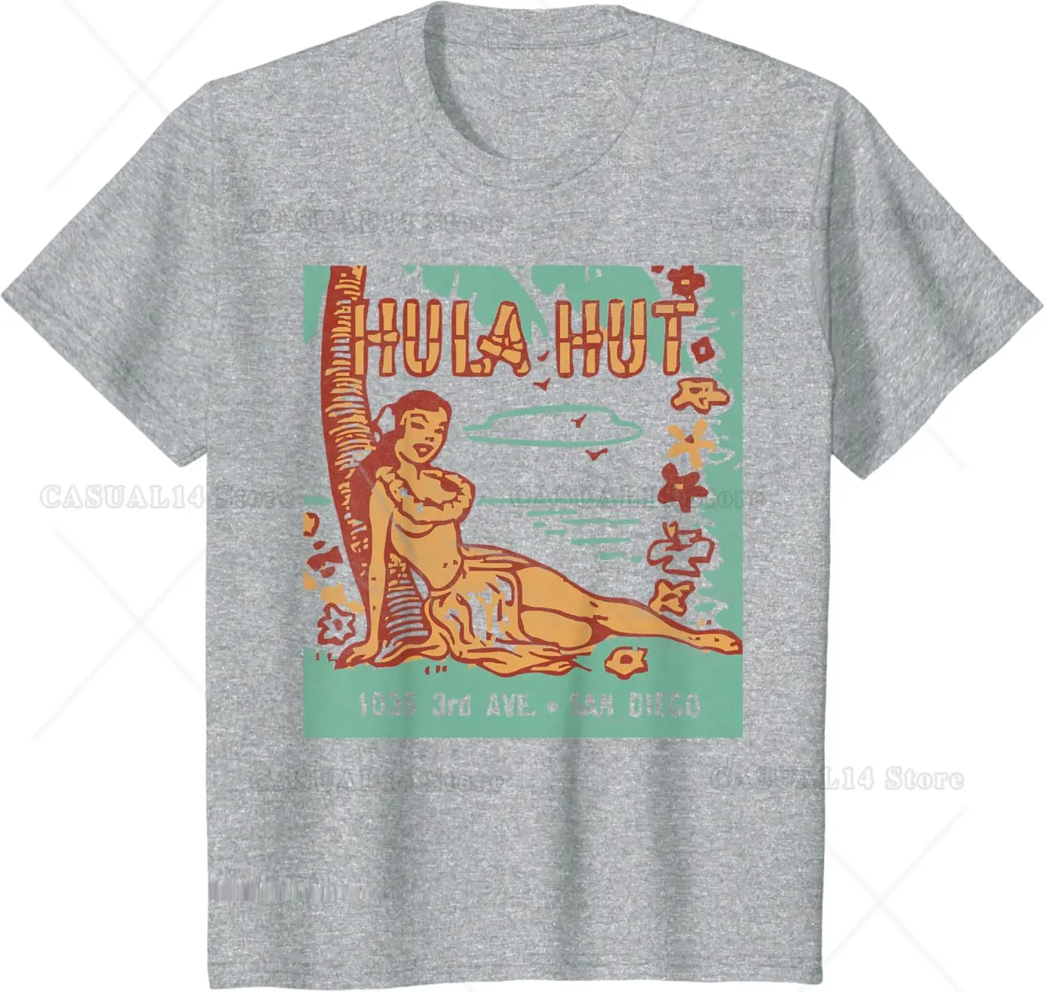 Hula Hut Vintage Tiki Bar Summer Vacation T-Shirt Cotton Men T Shirt All Seasons Mens T Shirts Holiday Tee