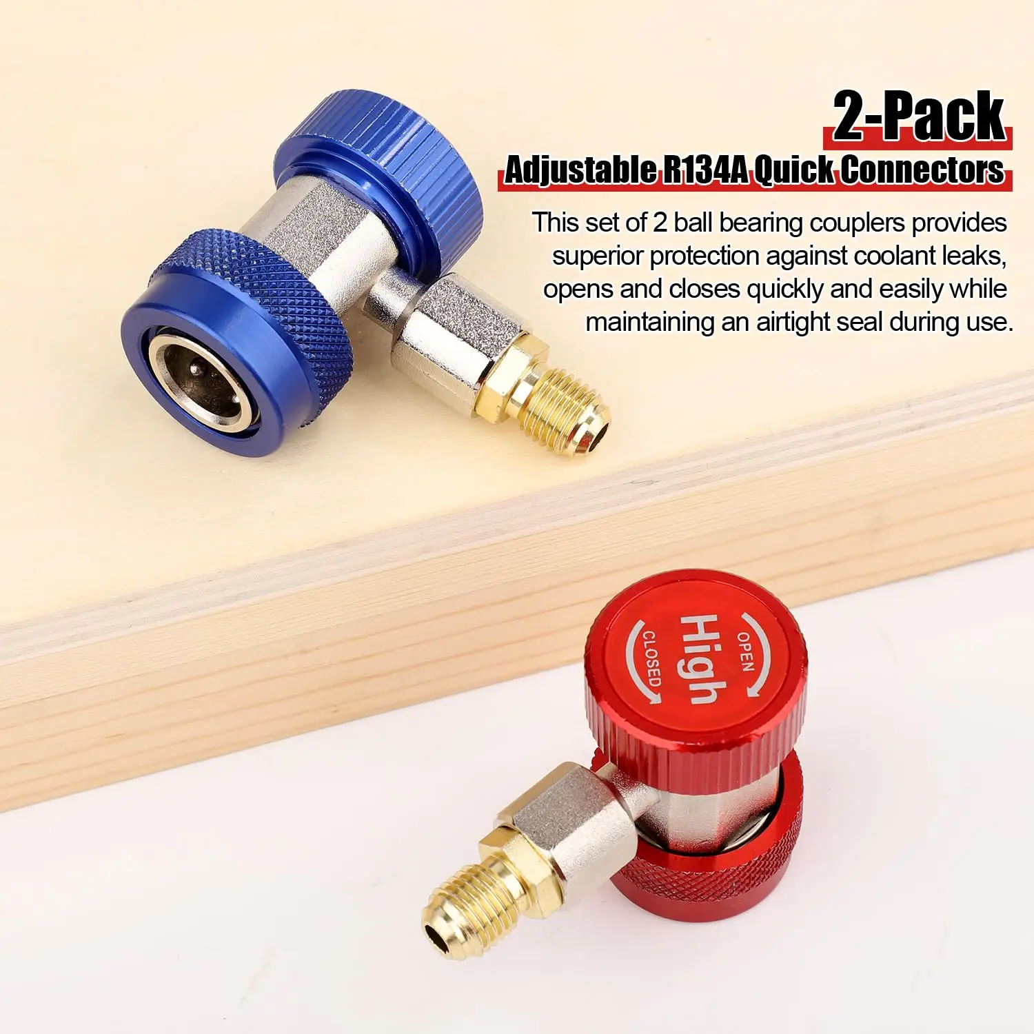 Freon R134A H/L Auto Car Quick Coupler Connector Brass Adapters Air Conditioning Refrigerant Adjustable AC Manifold Gauge